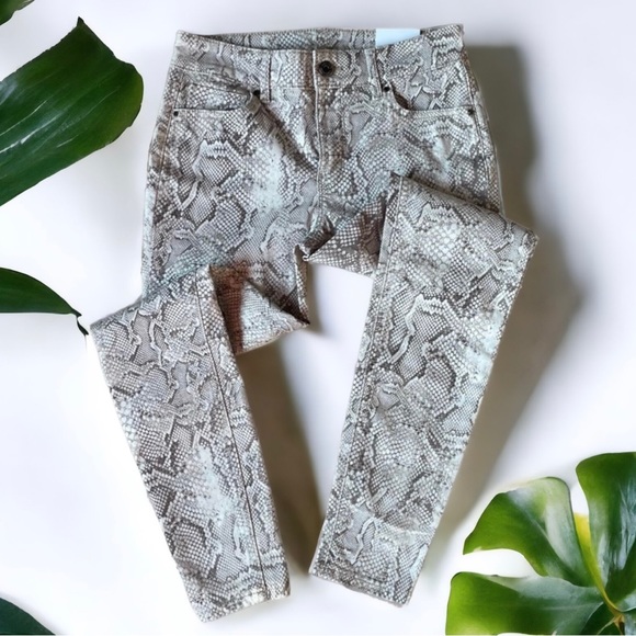 WHBM Stretchy High Rise Skinny Snake Print Ankle Pants Size OP - Picture 1 of 11